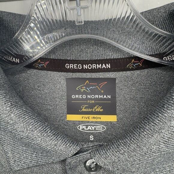 Greg Norman for‎ Tasso Elba Five Iron Polo Shirt Gray Size S Play Dry Mens Golf - Picture 3 of 8